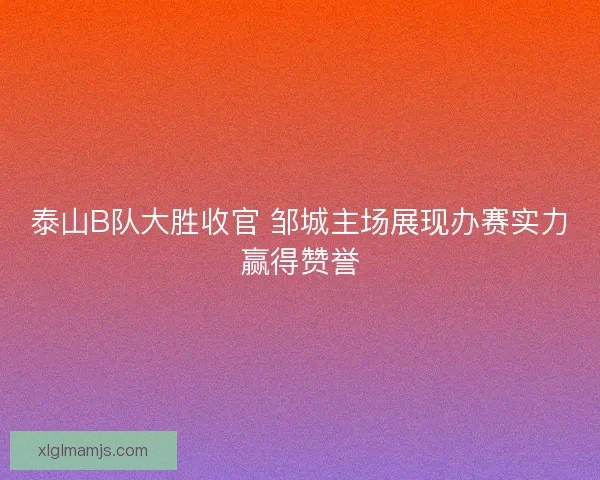 泰山B队大胜收官 邹城主场展现办赛实力赢得赞誉