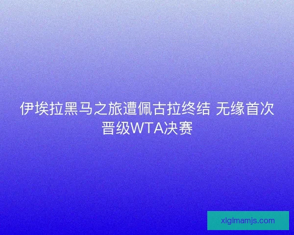 伊埃拉黑马之旅遭佩古拉终结 无缘首次晋级WTA决赛 伊埃拉黑马之旅遭佩古拉终结 无缘首次晋级WTA决赛